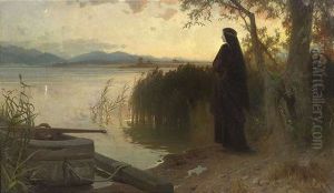 Die Selige Irmengard Am Ufer Des Abendlichen Chiemsees