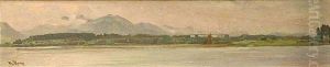 Wolkenverhangene Landschaft Am Chiemsee by Karl Raupp