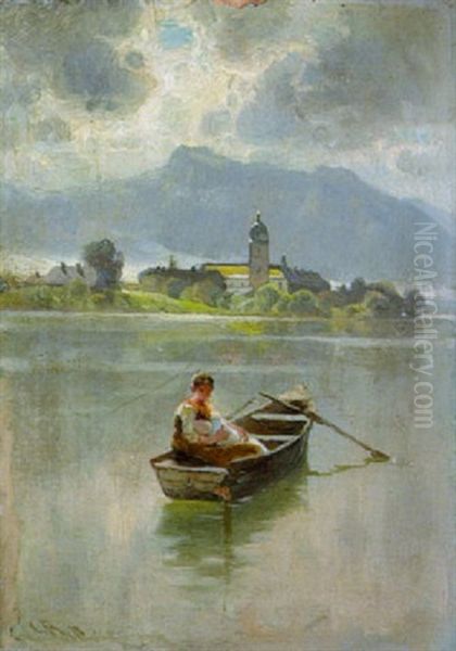 Dirndl Im Kahn Auf Dem Chiemsee Vor Der Fraueninsel - view 1
