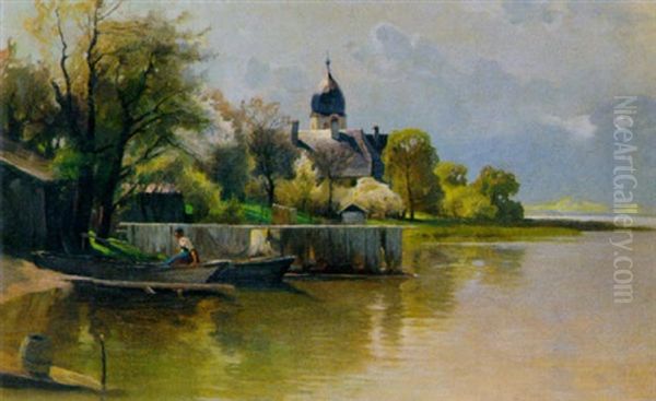 Frau Am Ufer Des Chiemsees - view 1