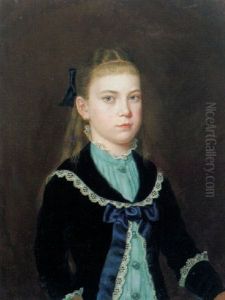 Portrait Eines Jungen Madchens Mit Blauem Kleid Und Weiser Spitze Portrait Eines Jungen Madchens Mit Blauem Kleid Und Weiser Spitze