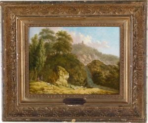 Arkadische Felslandschaften Mit Rastenden Hirten Und Vieh (pair)