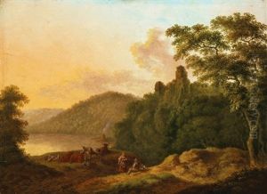 Bewaldete Landschaft Mit Hirten Und Vieh (+ Another; 2 Works) Bewaldete Landschaft Mit Hirten Und Vieh (+ Another; 2 Works)