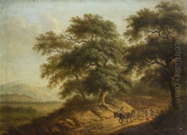 Baumlandschaft Mit Figurenstaffage (+ Flusslandschaft Mit Figurenstaffage; Pair) - view 1