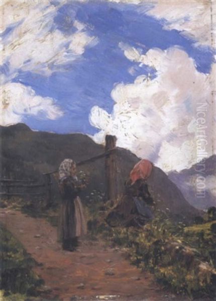 Paesaggio Montano Con Contadine - view 1