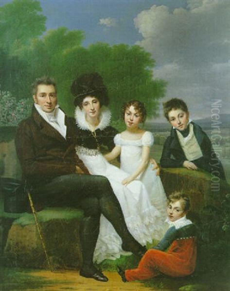 Portrait De Famille Sur Fond De Paysage - view 1