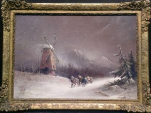 Winter Scene With Windmill by George Robert Bonfield