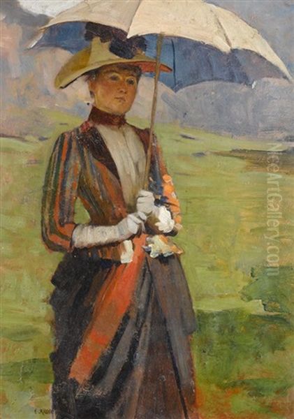 Elegante Dame Mit Sonnenschirm - view 1