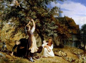 Kinder Mit Einem Geistlichen Beim Musizieren In Einer Walliser Sakristei by Edouard John E. Ravel
