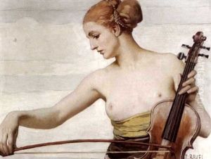 Dame Mit Geige by Edouard John E. Ravel