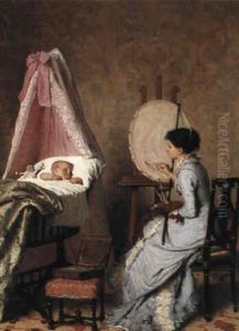 A Mother At Her Easel