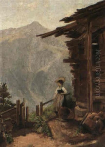 Femme Devant Son Chalet - view 1