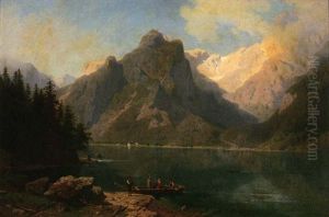 Fahrmann Am Konigssee by Ernst Von Raven
