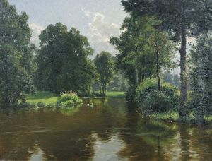 Sundheim. Bachlauf Mit Schwanen