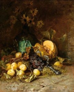 Still Life With Pomegranates And A Pumpkin by Marie Ravenswaaij