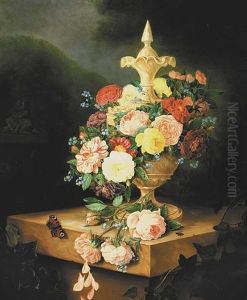 A Still Life With Roses, Carnations, Forget-me-nots And Other Flowers