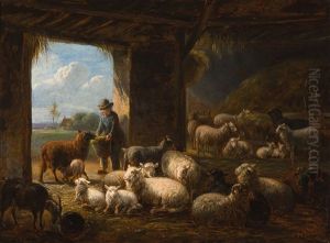 Moutons Dans L'etable by Jan Van Ravenswaay