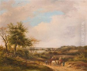 Landschaft Mit Pferdefuhrwerk by Jan Van Ravenswaay