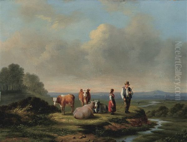 Landschap Met Koeien En Hoeder - view 1