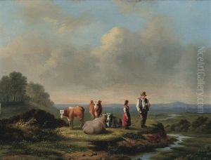 Landschap Met Koeien En Hoeder