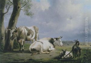 Hollands Landschap Met Koeien En Geiten by Jan Van Ravenswaay