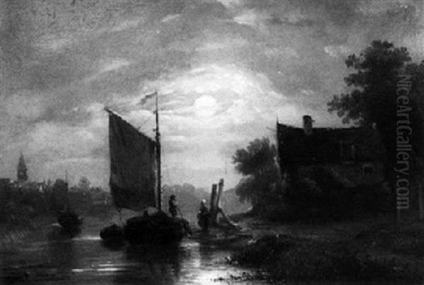A Ship In A Moonlit Bay - view 1