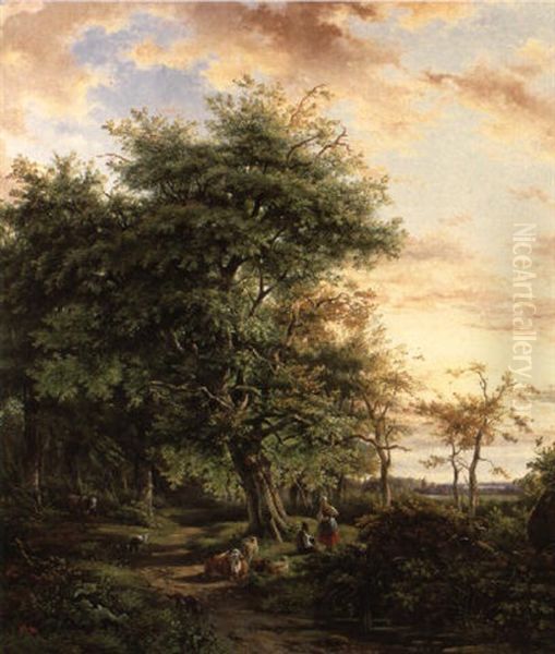 Idyllische Landschaft Mit Figurlicher Staffage - view 1