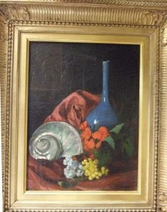 Nature Morte Au Nautile Et Aux Fleurs by Gaston Bonfils
