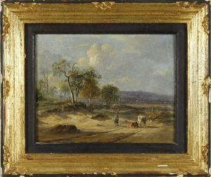 Figure And Cattle On Path
