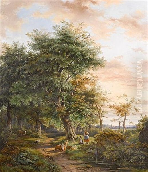 Travellers At Rest In A Wooded Landscape - view 1