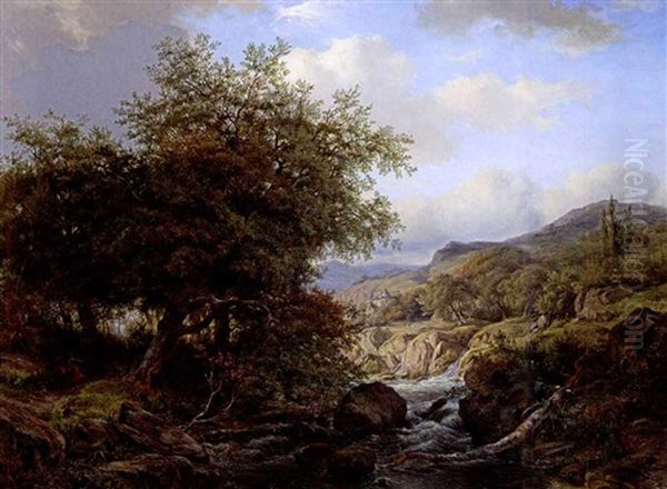 Shepherds By A Stream In A Rocky Landscape - view 1
