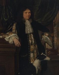 Portrait Of A Gentleman With His Dog by Nicholas van Ravesteyn II