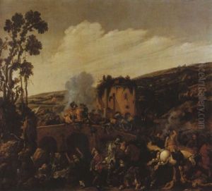 Choc De Cavalerie Sur Un Pont by Nicholas van Ravesteyn II