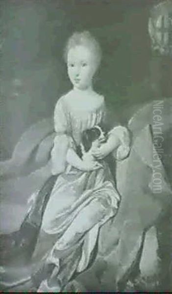 Portrait D'enfant Tenant Un Chein Sur Fond De Paysage - view 1