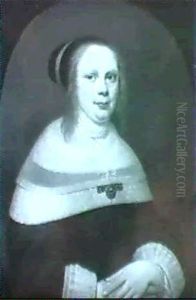 Portrait Of A Lady, Half Length, Wearing A Black            Costume With White Lace Collar And Cuffs by Anthony van Ravesteyn the Younger