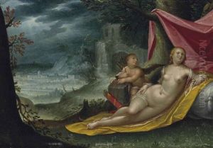Venus Et L'amour Dans Un Paysage by Dirk de Quade van Ravesteyn