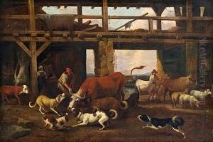 Stallinterieur by Hubert van Ravesteyn