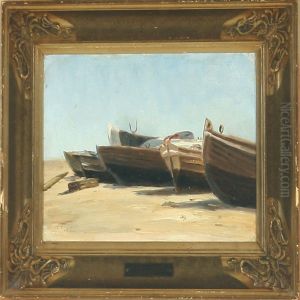 Boats On The Beach by Louise Bonfils