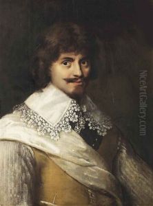 Portrait Of A Civic Guard, Half-length, In A Buff Coat And A Gorget, With A White Lace Collar And A White Silk Sash