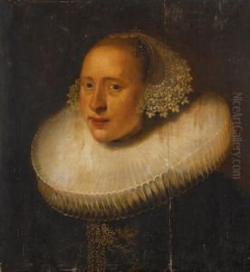 Portrait Of A Woman Wearing A White Ruff And Lace Collar (in 2 Parts)