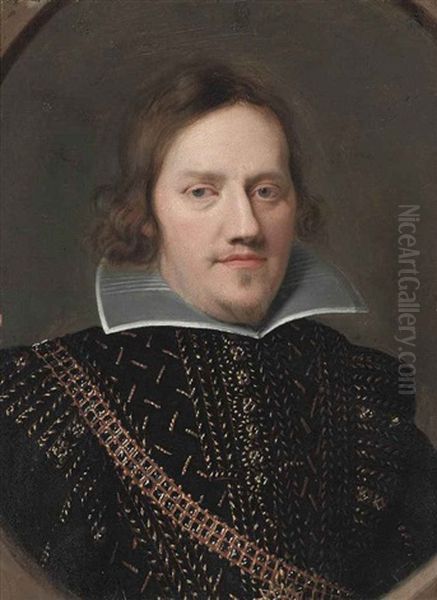 Portrait Of A Gentleman In A Black Embroidered Coat - view 1