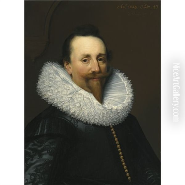 Portrait Of A Gentleman, Wearing A Black Shirt And White Ruff - view 1