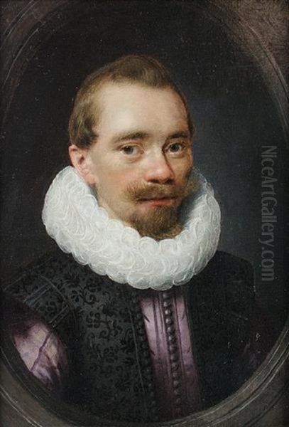 Portrait Of A Gentleman, In A Purple Coat, A Black Brocade Waistcoat And A White Ruff - view 1