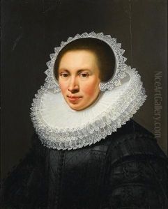 Portrait Of A Lady, In An Embroidered Black Silk Dress, A Lace Ruff And A Lace Cap