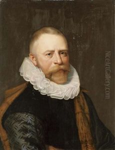 Portrait Of Rombout Hogerbeets In A Black Vest And Fur Lined Cloak