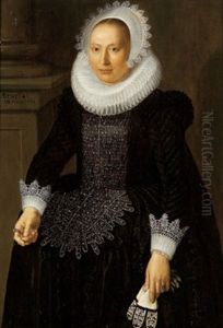 Bildnis Einer Einundvierzigjahrigen Dame In Schwarzem Kleid Mit Muhlsteinkrause by Jan Anthonisz Van Ravesteyn