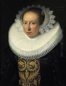 Bildnis Einer Jungen Dame Mit Muhlsteinkrause, Perlenkollier Und Einem Diadem Im Haar