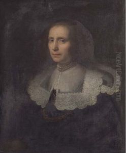 Portrait Of A Lady In A Black Dress And Lace Collar by Jan Anthonisz Van Ravesteyn