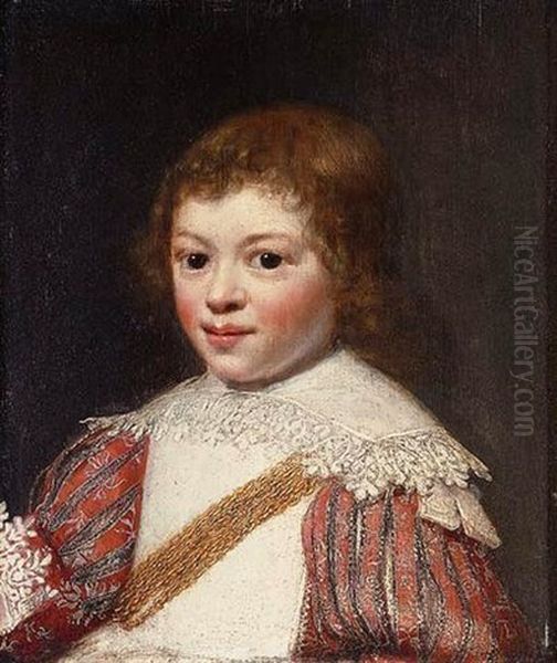 Portrait Of A Boy (prince Rupert?) In A Red Costume And White Collar - view 1
