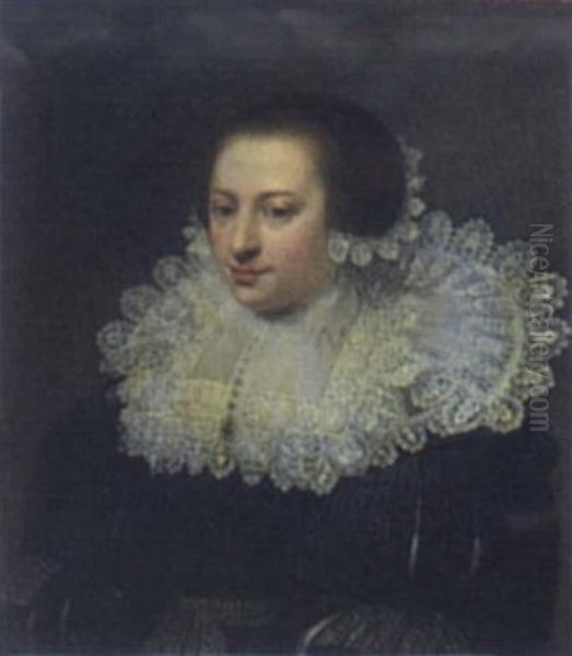 Portrait Of A Lady With Lace Collar And Cap - view 1